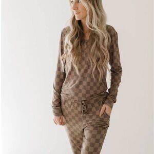 🤎NWOT Forever French Faded Brown Checkerboard Pajamas ☕️